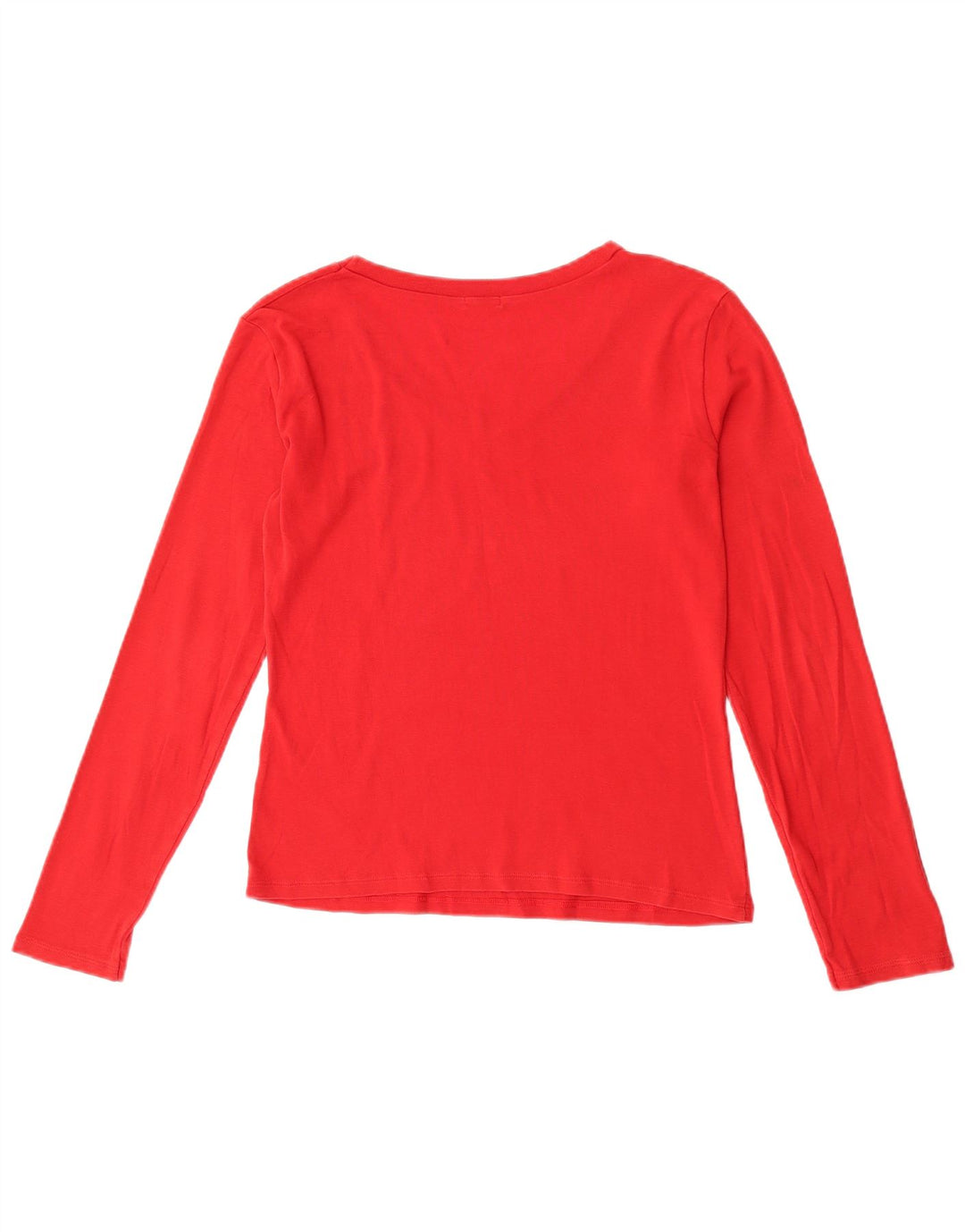 Benetton Donna Crop Top Manica Lunga UK 14 Medio Rosso