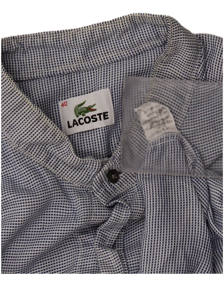 Camicia a quadri Lacoste da uomo taglia 40 cotone pied de poule blu medio classico