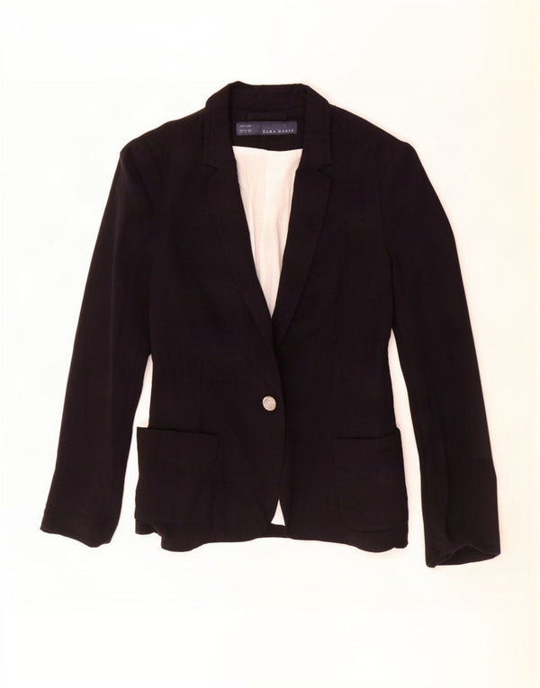 Giacca blazer a 1 bottone da donna Zara UK 10 piccola viscosa nera