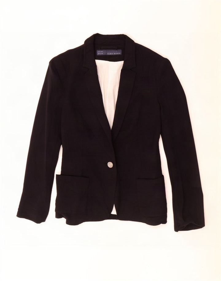 Giacca blazer a 1 bottone da donna Zara UK 10 piccola viscosa nera
