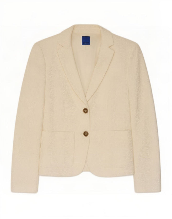 Giacca blazer da donna a 2 bottoni Joop EU 38 viscosa geometrica bianco sporco medio