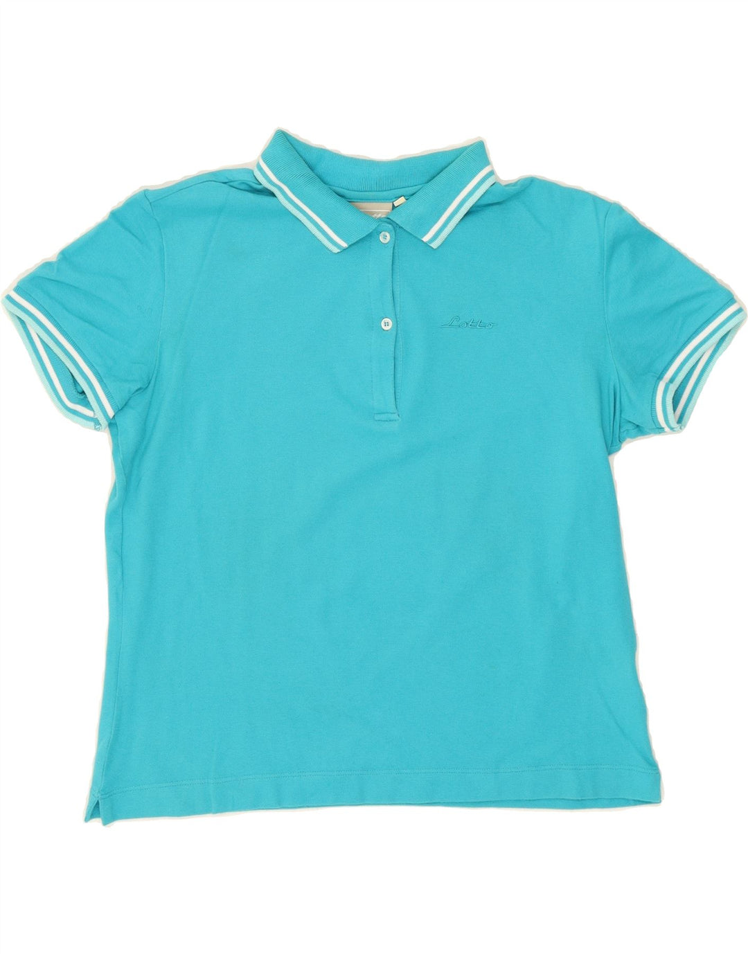 LOTTO Womens Crop Polo Shirt UK 14 Large Blue Vintage Lotto and Second-Hand Lotto from Messina Hembry 