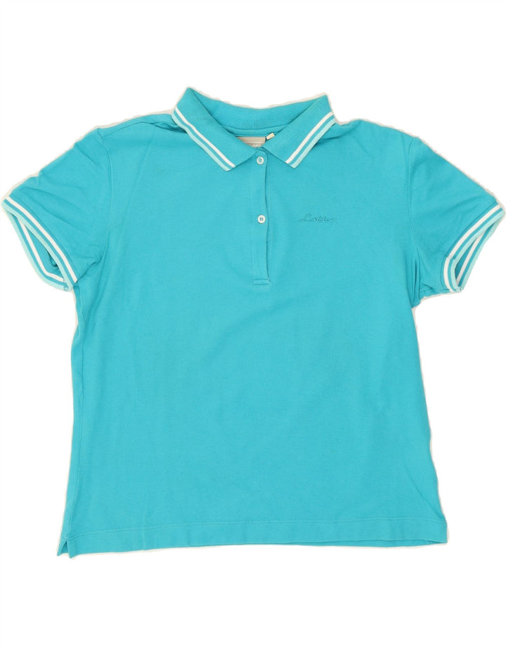 LOTTO Womens Crop Polo Shirt UK 14 Large Blue Vintage Lotto and Second-Hand Lotto from Messina Hembry 