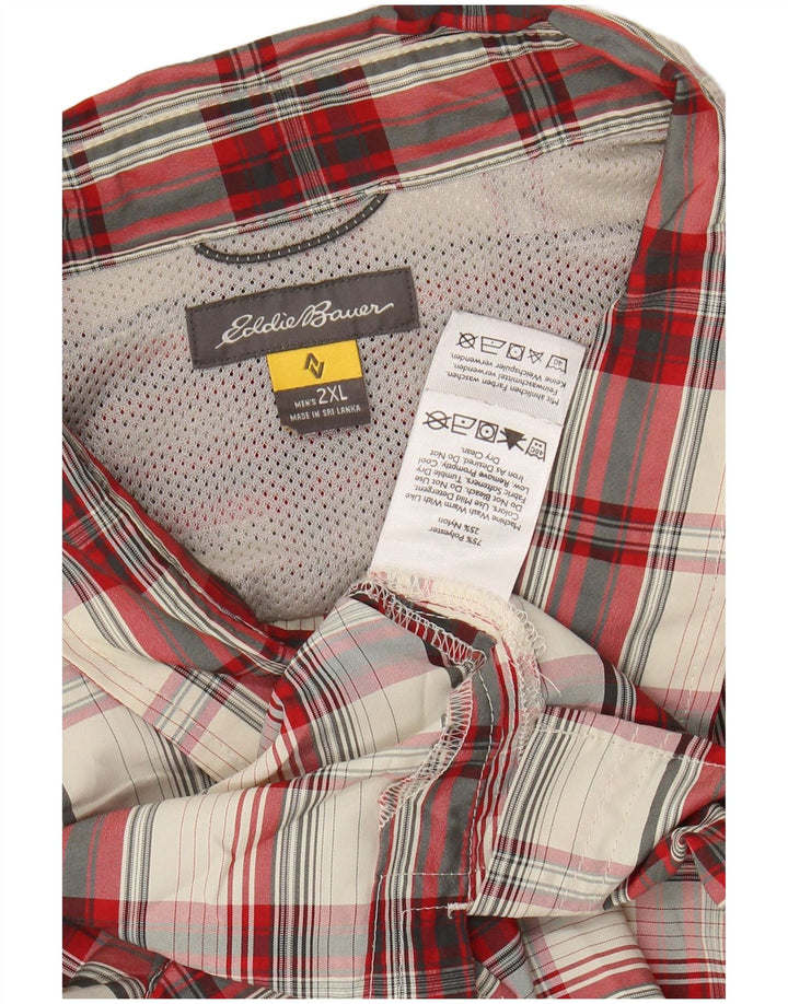 Camicia a maniche corte da uomo EDDIE BAUER 2XL Poliestere a quadri rossi