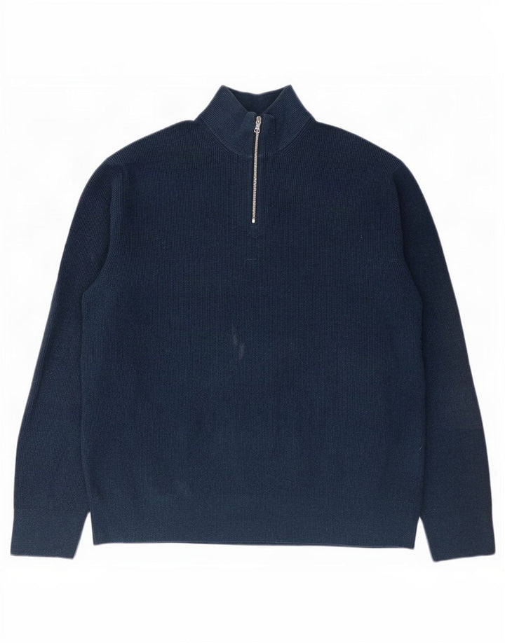 Maglione da uomo Marks & Spencer con zip e collo 3XL poliestere blu navy