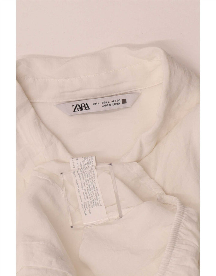 Camicia Crop Wrap da donna Zara UK 16 Large White Modal