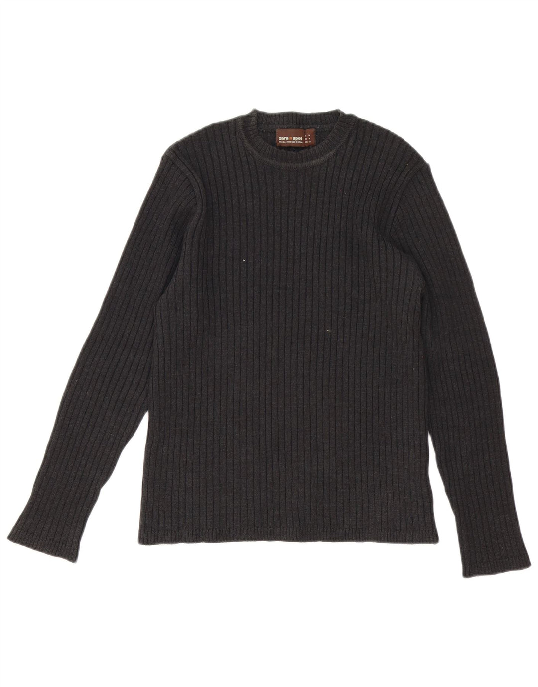 Maglione girocollo da uomo Zara in lana grigio medio