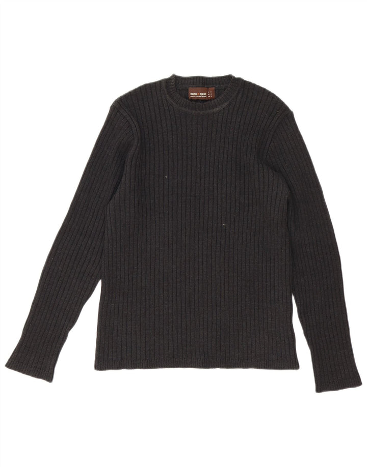 Maglione girocollo da uomo Zara in lana grigio medio