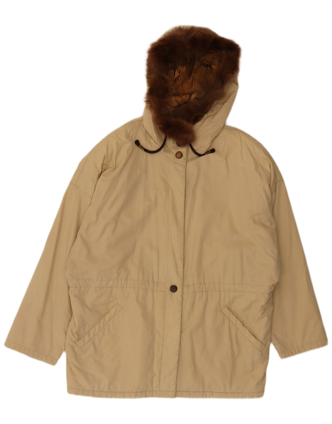 Giacca parka con cappuccio vintage da donna UK 20 2XL Beige