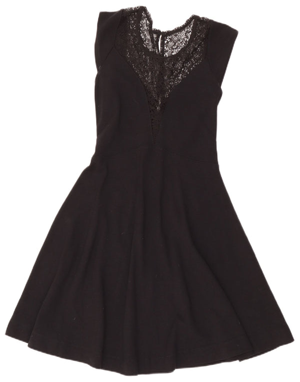 French Connection Womens A-Line Dress UK 12 Medium Black Floral Viscose