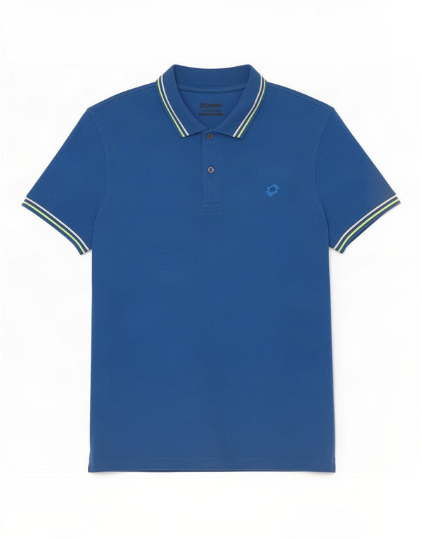 Polo da uomo Lotto in cotone rigato blu medio