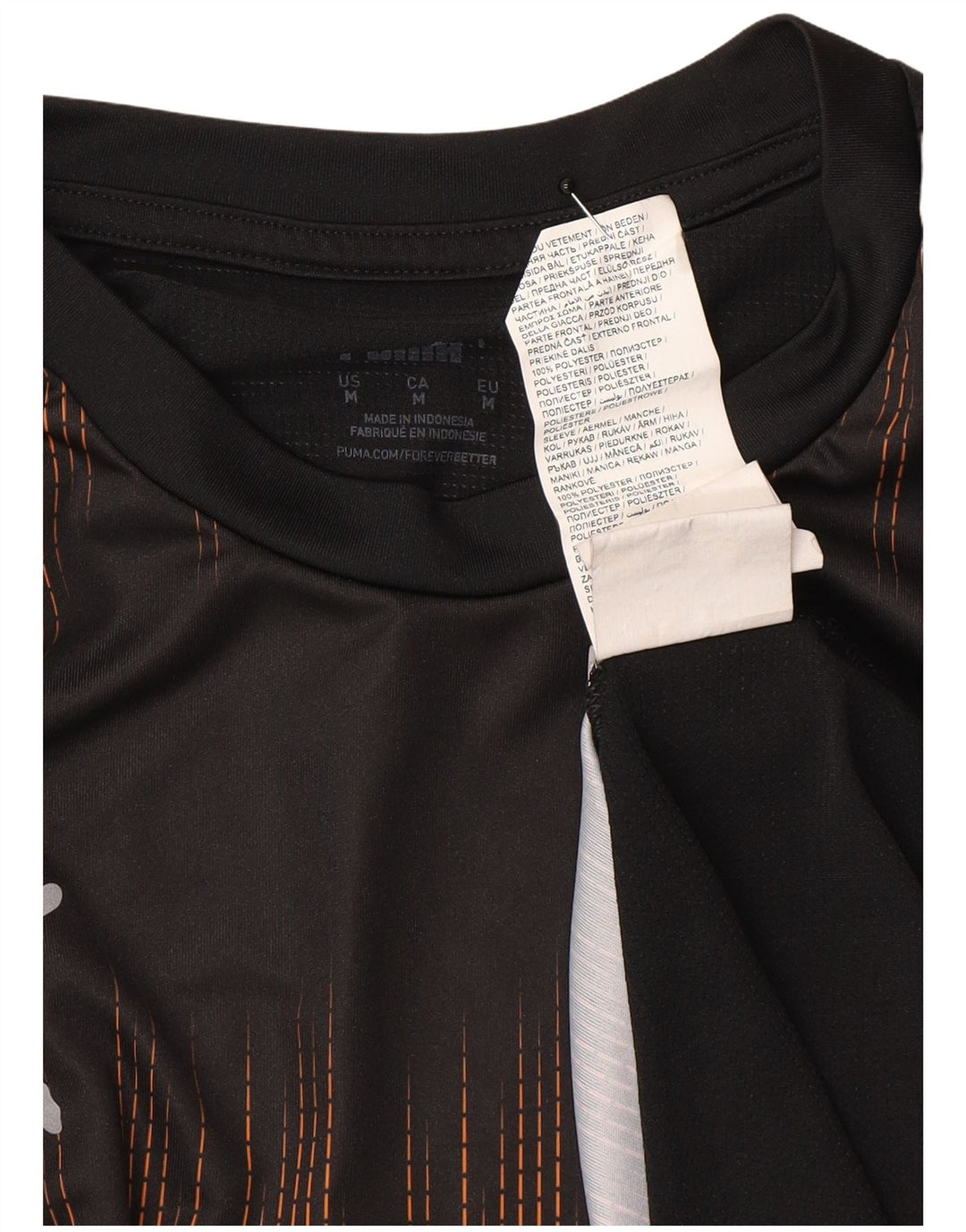 T-shirt da uomo Puma Top in poliestere geometrico nero medio