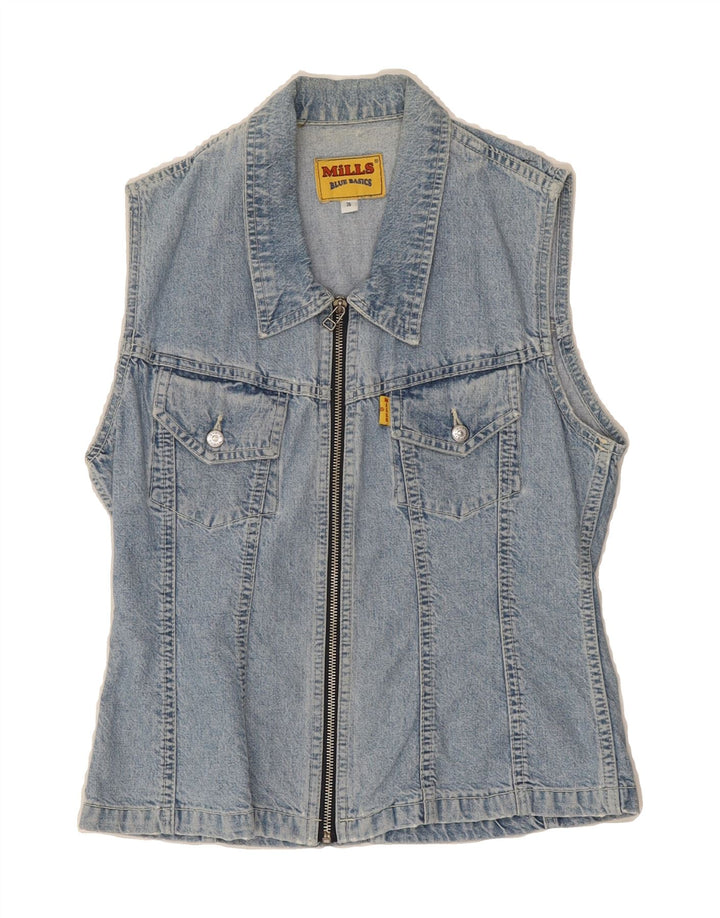 VINTAGE Womens Denim Gilet IT 36 XS Blue Cotton Vintage Vintage and Second-Hand Vintage from Messina Hembry 