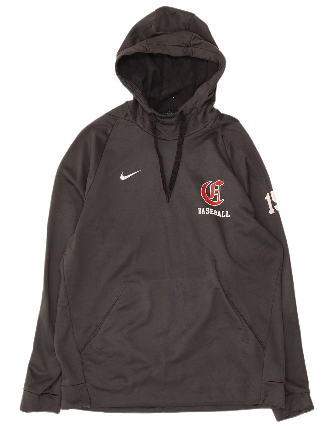 NIKE Felpa con cappuccio grafica da baseball da uomo, grande poliestere grigio