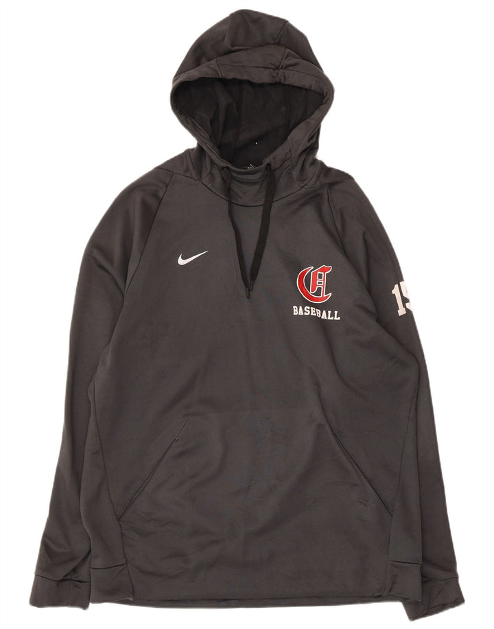 NIKE Felpa con cappuccio grafica da baseball da uomo, grande poliestere grigio