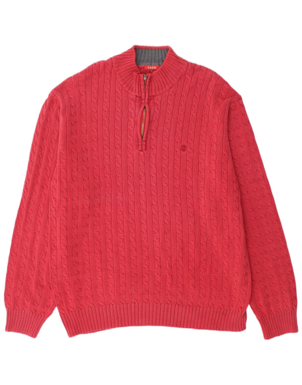 Maglione da uomo con zip e collo Izod XL rosso