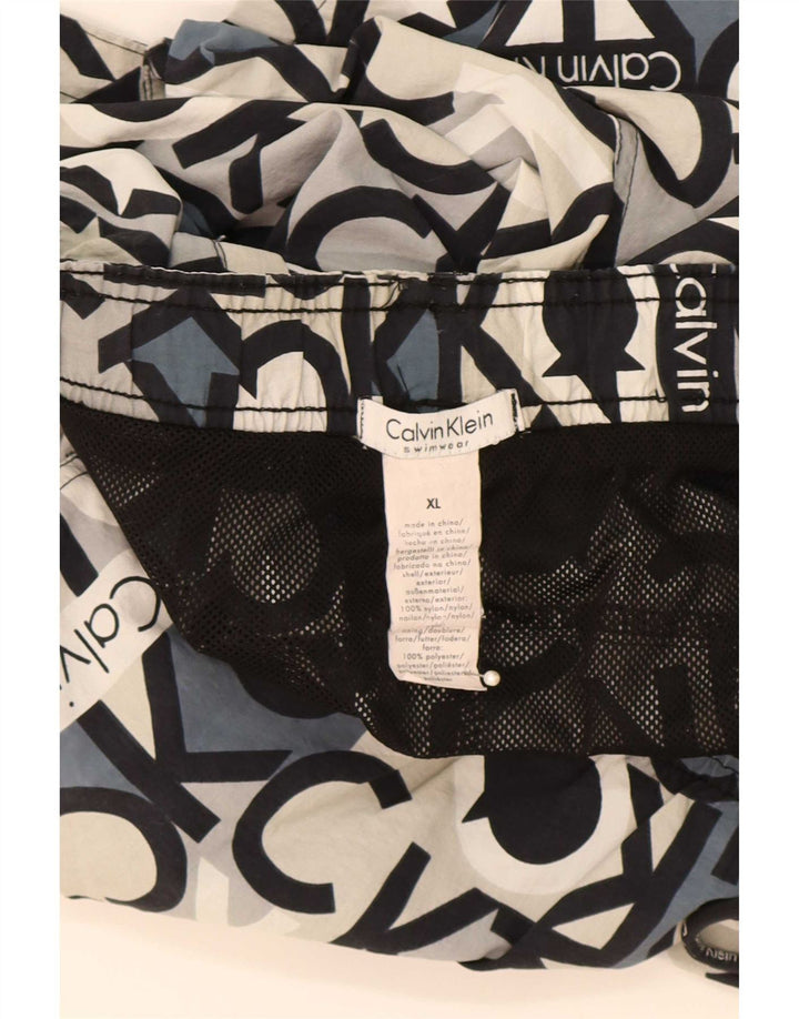 Pantaloncini da bagno grafici da uomo Calvin Klein XL in nylon grigio