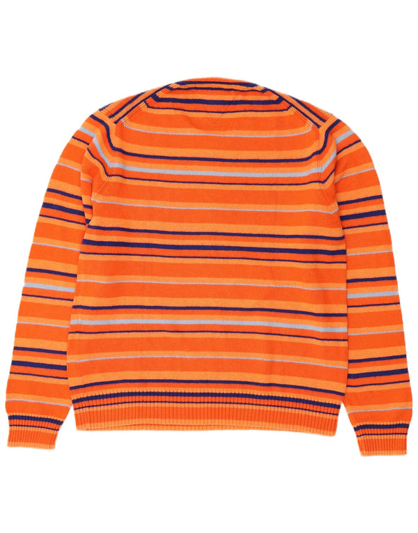 Maglione maglione girocollo da uomo Tommy Hilfiger XL cotone a righe arancioni