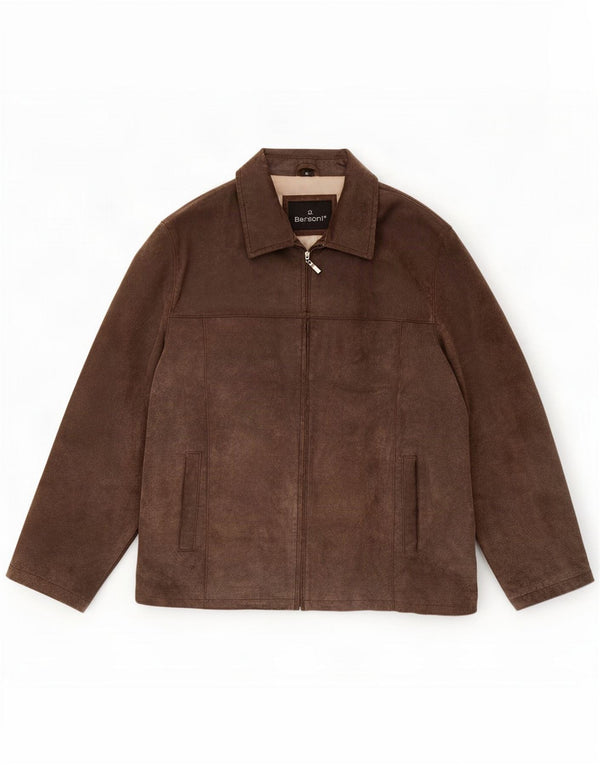 Bersani Giubbotto bomber in pelle scamosciata da uomo UK 42 XL Marrone