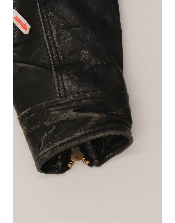Giacca da motociclista in pelle da uomo Only & Sons UK 40 grande nera
