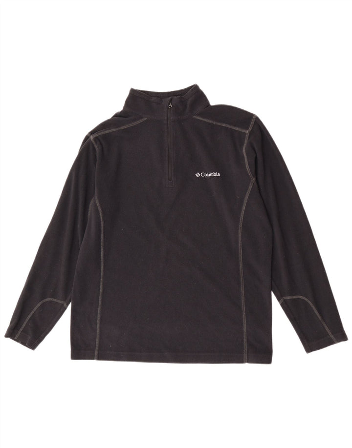 Maglione in pile da uomo Columbia con zip e collo, poliestere nero medio