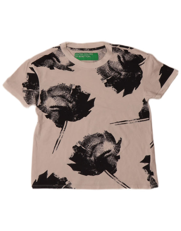 T-shirt da donna Benetton Top UK 6 XS cotone floreale bianco