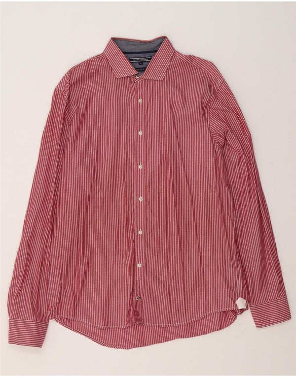TOMMY HILFIGER Camicia da uomo New York Fit XL Cotone gessato rosso