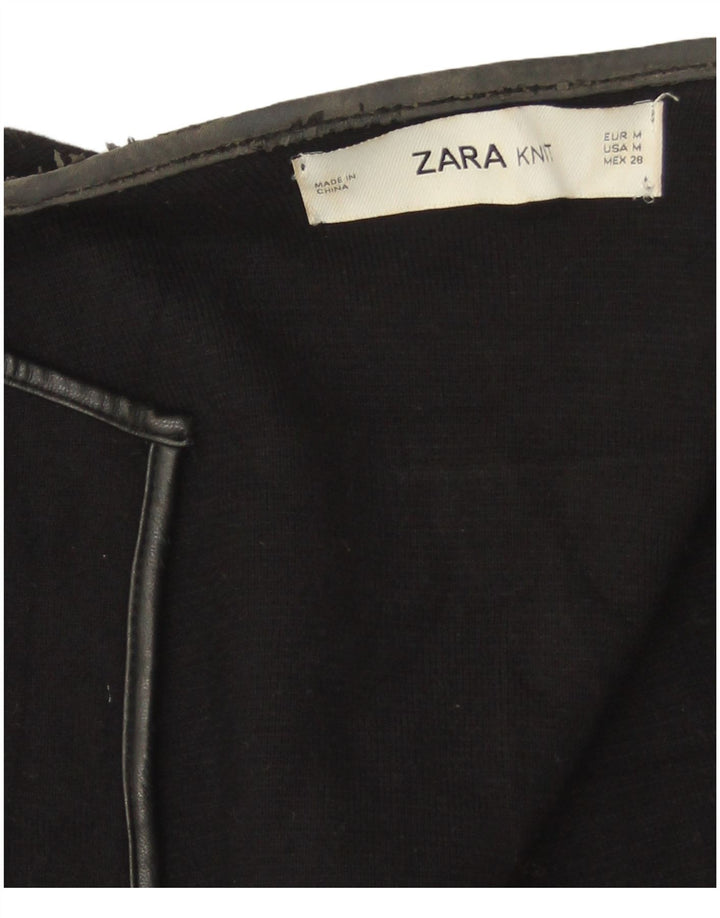 Maglione cardigan aperto a lunga linea da donna Zara UK 14 medio nero