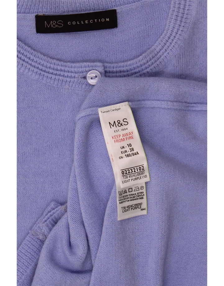 Maglione cardigan da donna Marks & Spencer UK 10 piccolo acrilico viola
