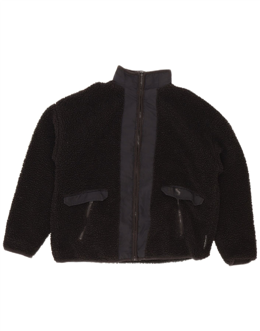 Dunnes Stores Giacca in pile oversize da donna UK 10 Small Poliestere nero