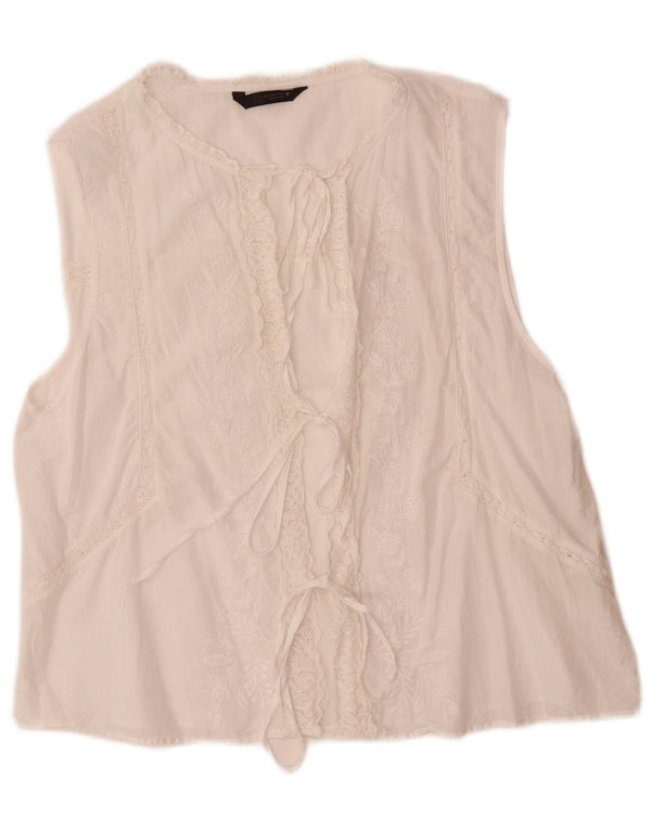 Camicetta senza maniche da donna Zara UK 18 XL cotone floreale bianco