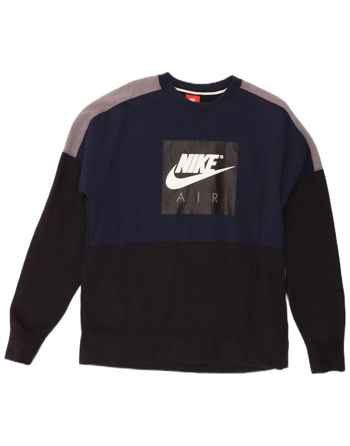 Felpa grafica da uomo Nike Felpa media in cotone color block blu navy