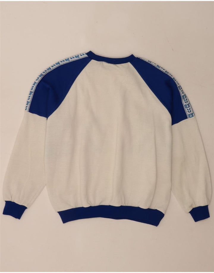 Felpa grafica da uomo vintage maglione XL bianco color block