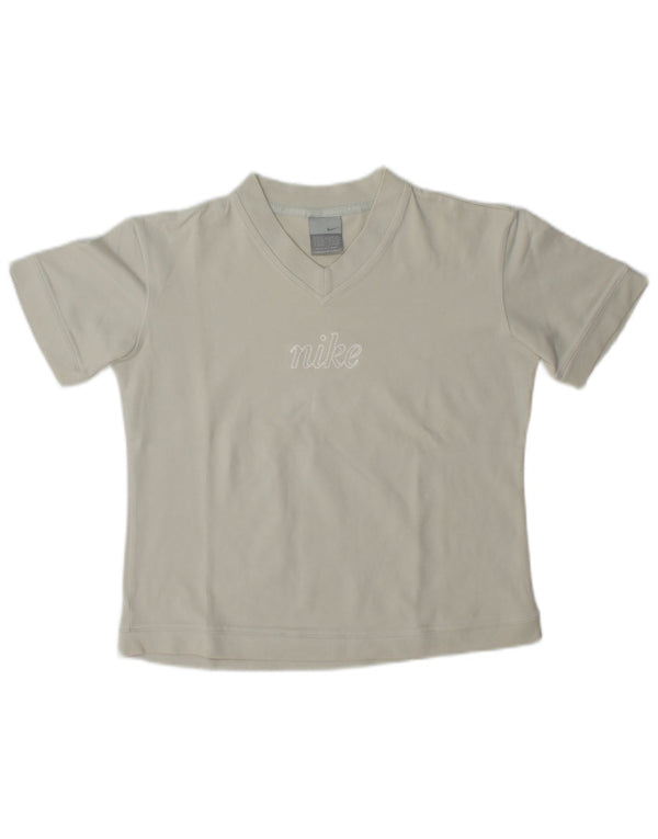 T-shirt grafica corta Nike da donna UK 8/10 piccola in cotone grigio