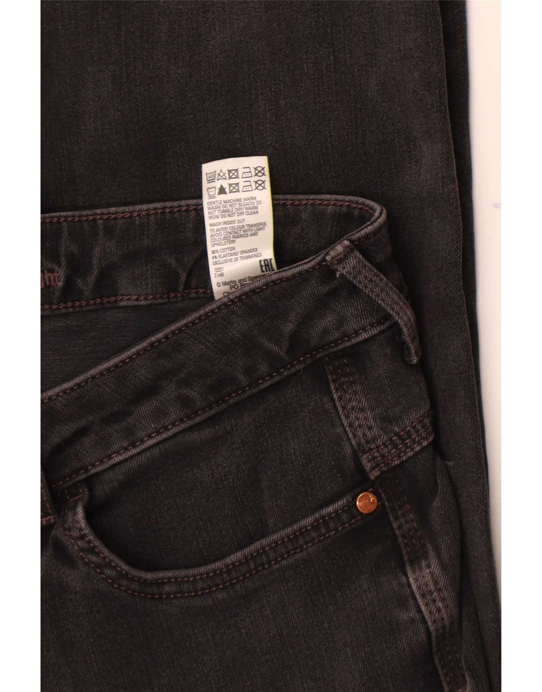 Jeans slim da donna Marks & Spencer UK 12 medio W30 L28 cotone nero