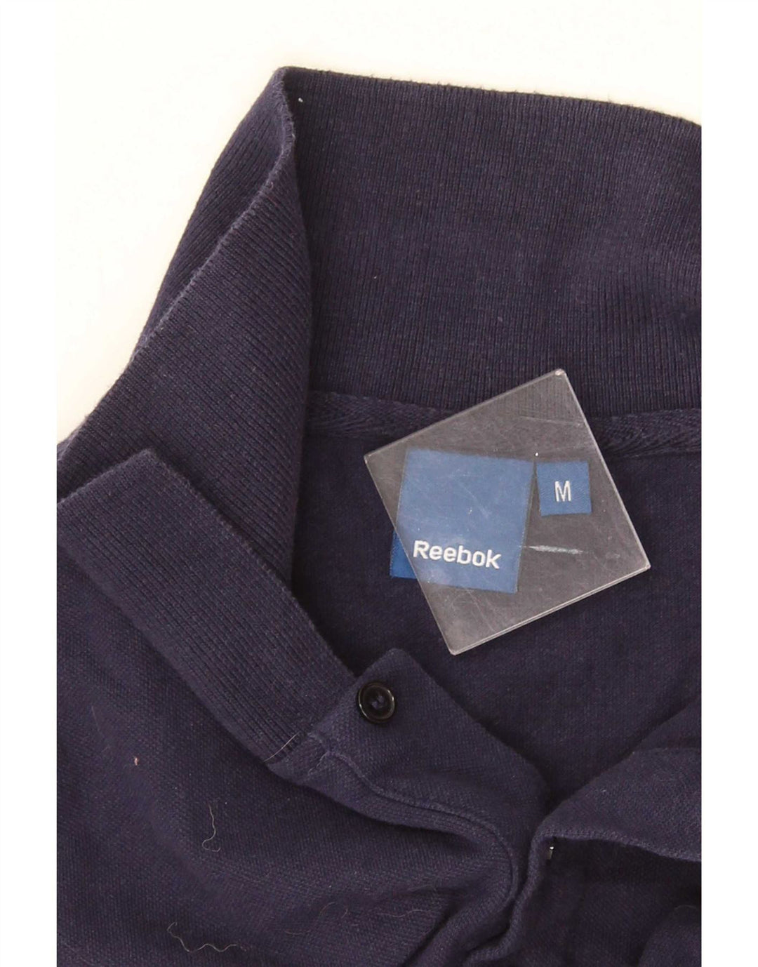 Polo Reebok da uomo a maniche lunghe in cotone blu navy medio