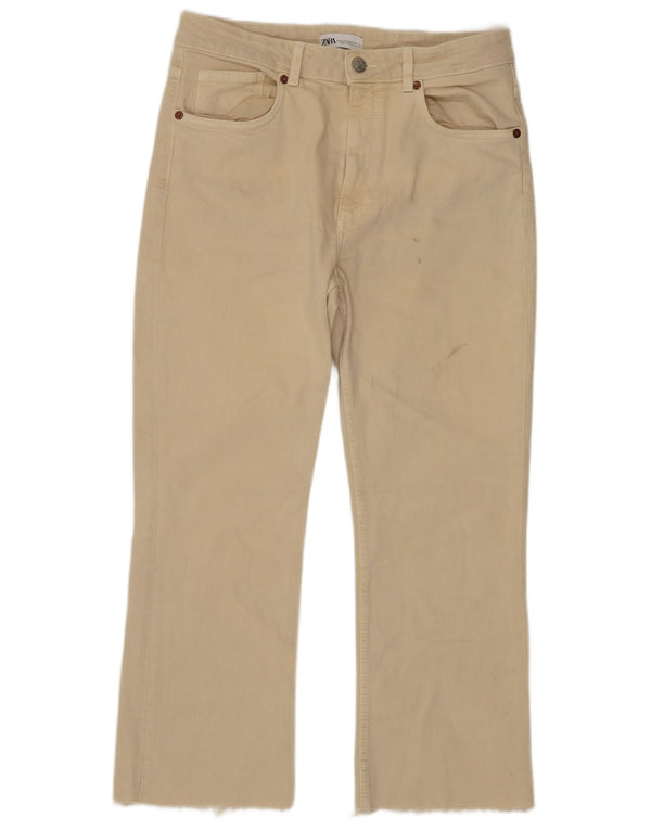 Jeans dritti corti da donna Zara EU 42 Large W32 L25 Cotone beige
