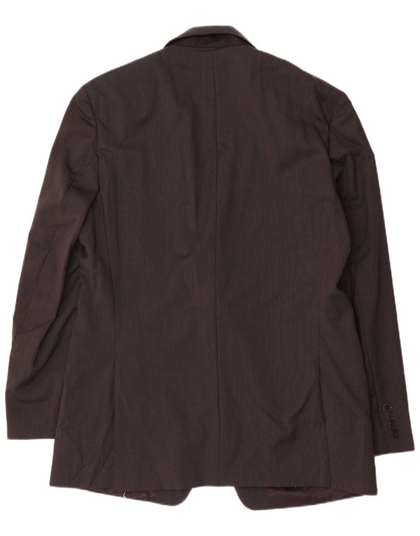 CALVIN KLEIN Giacca blazer da uomo a 2 bottoni UK 42 XL Lana gessata nera