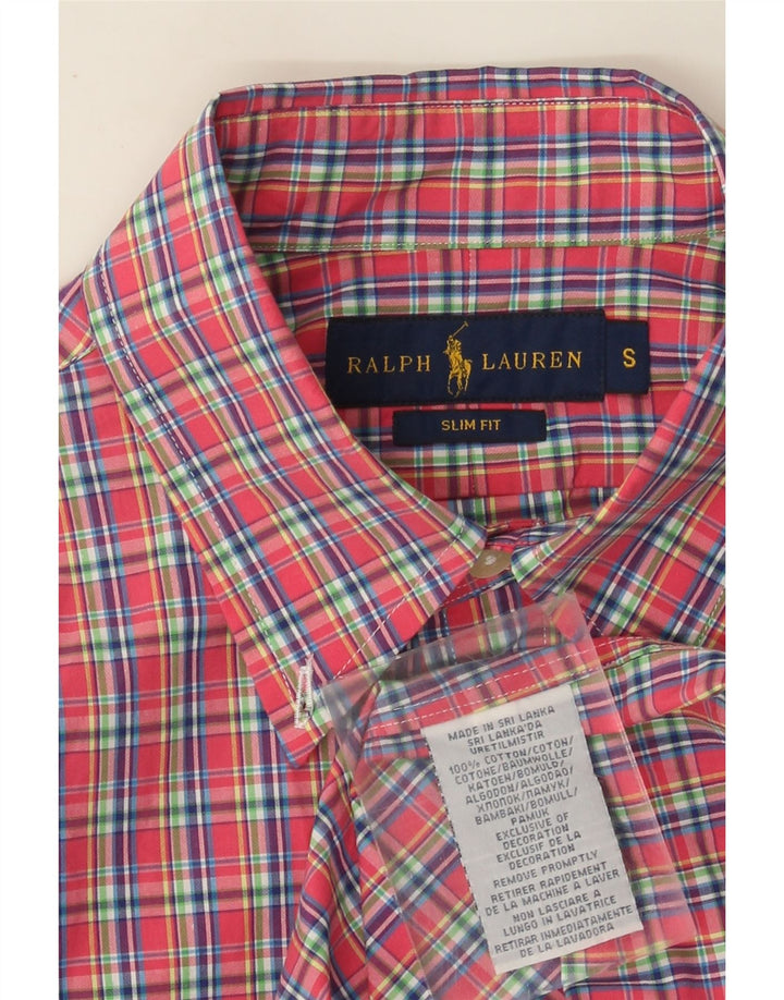 Camicia slim fit da uomo Ralph Lauren in cotone a quadri rossi piccoli