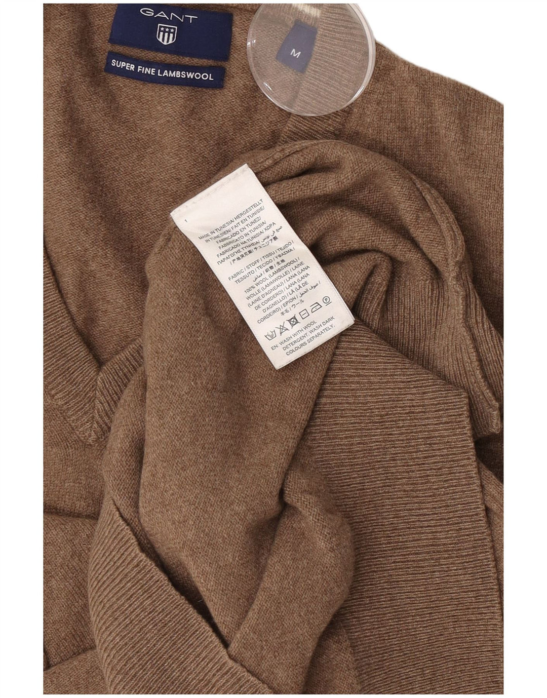 Gant Maglione da uomo con scollo a V in lana d'agnello marrone medio