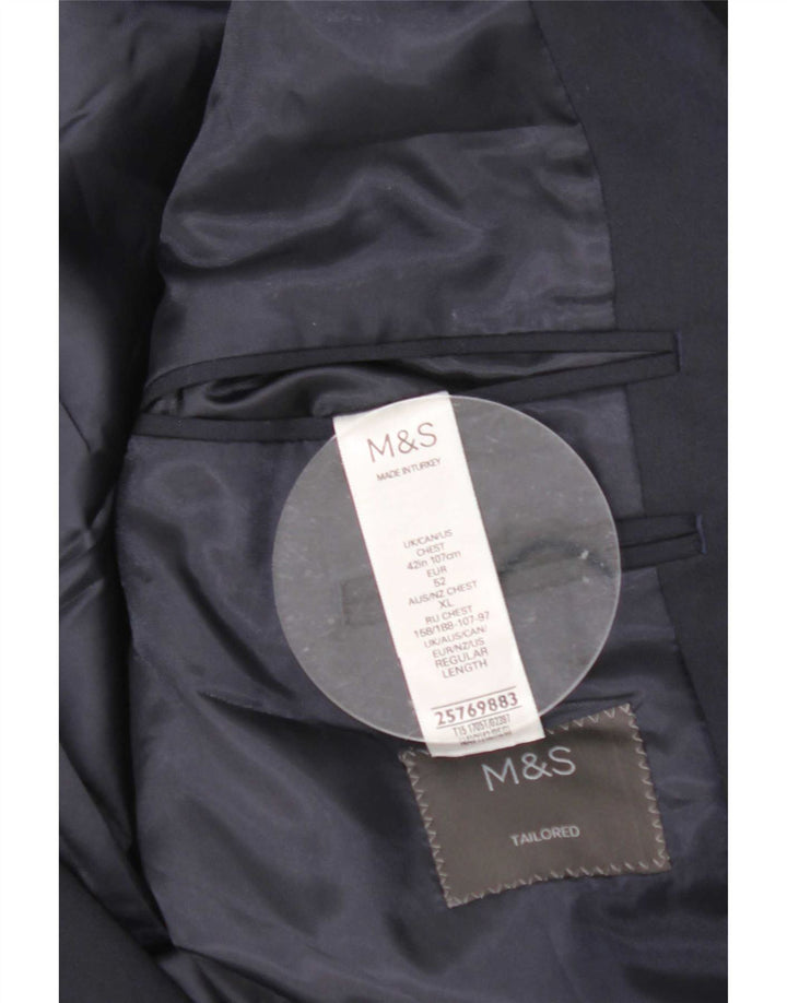 Giacca blazer a 2 bottoni Marks & Spencer da uomo UK 42 XL poliestere blu navy