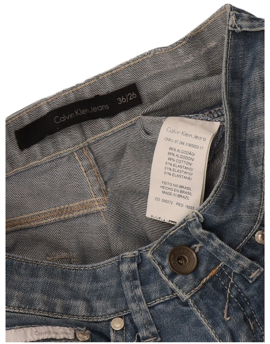Jeans dritti da donna Calvin Klein W26 L31 cotone blu