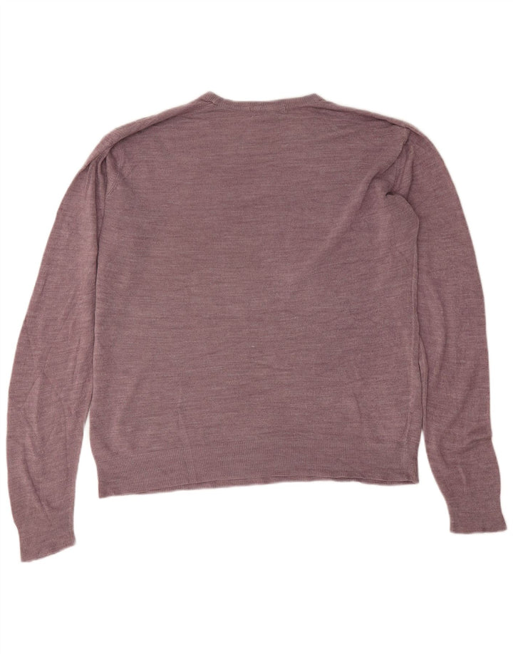 Maglione maglione girocollo da uomo Marks & Spencer grande acrilico viola