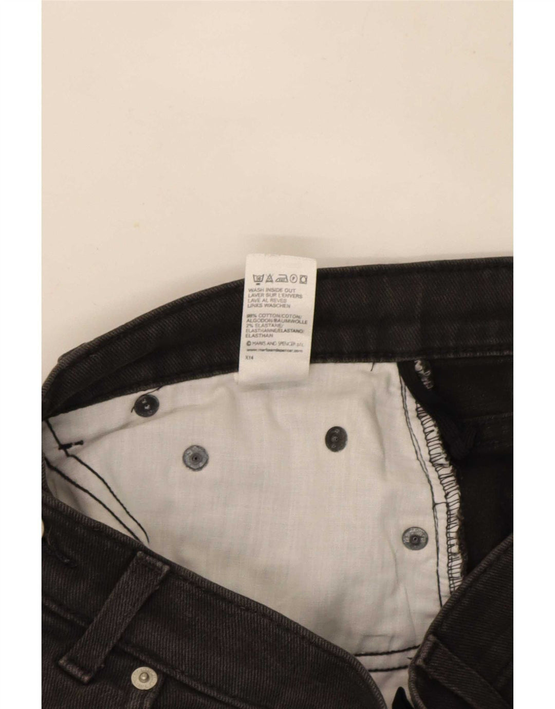 Jeans dritti corti Marks & Spencer da donna UK 12 medio W28 L25 neri