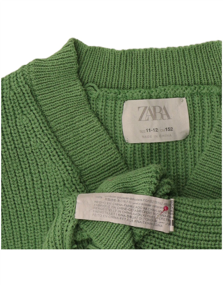 Maglione cardigan per ragazze Zara 11-12 anni poliestere verde
