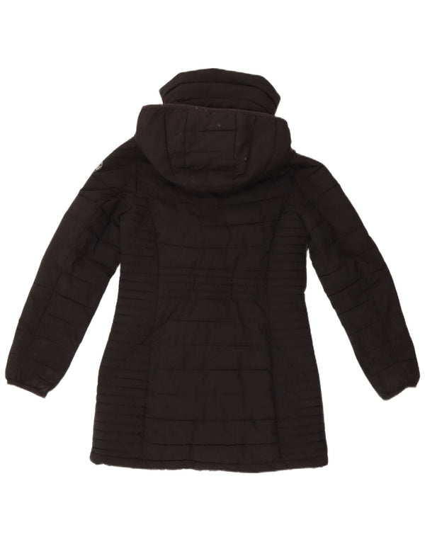 Cappotto imbottito con cappuccio da donna Dkny UK 10 piccolo poliestere nero