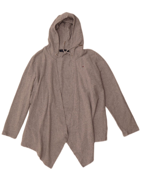 Maglione cardigan aperto con cappuccio da donna Tommy Hilfiger UK 10 piccolo cotone grigio