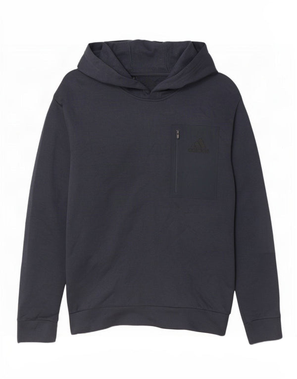 Felpa con cappuccio da uomo Adidas Large in poliestere blu navy