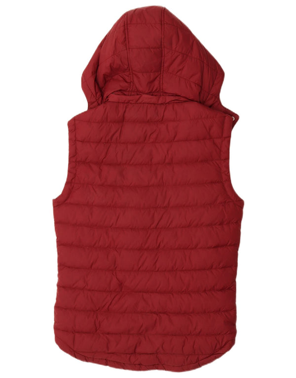 Jack Wills Mens Hooded Padded Gilet UK 34 XS Burgundy Nylon