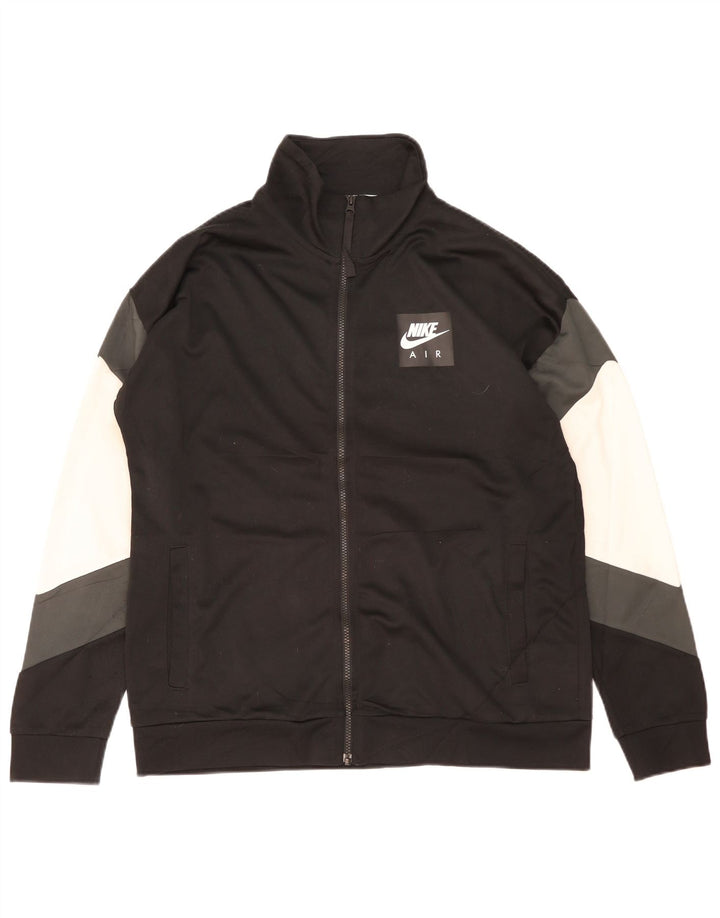 NIKE Giacca da tuta grafica da uomo, grande, in poliestere color block nero
